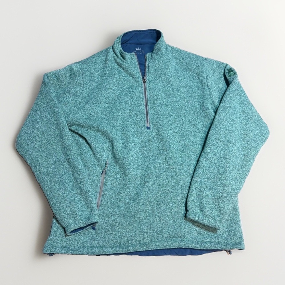Peter Millar Reversible 1/4 Zip Pullover XL Green Knit Jacket capital city club